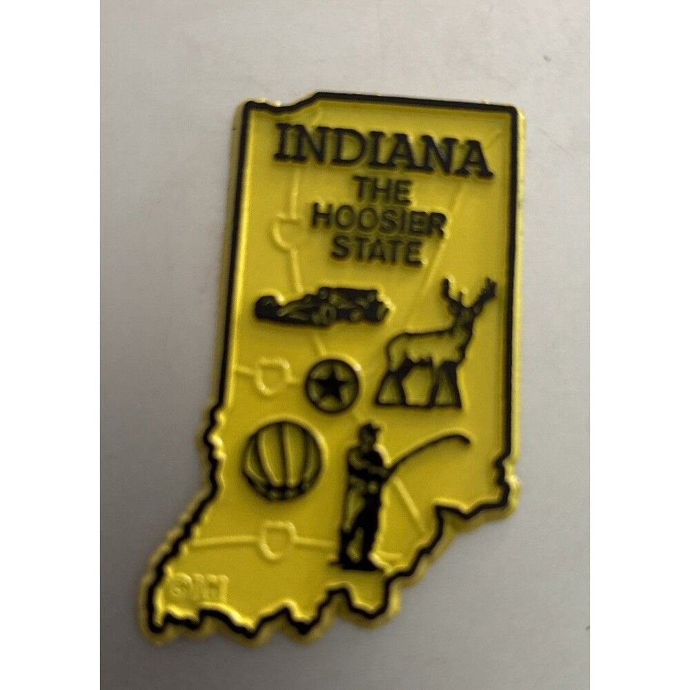 Indiana "The Hoosier State" Rubber Fridge Map Magnet - Vintage!!